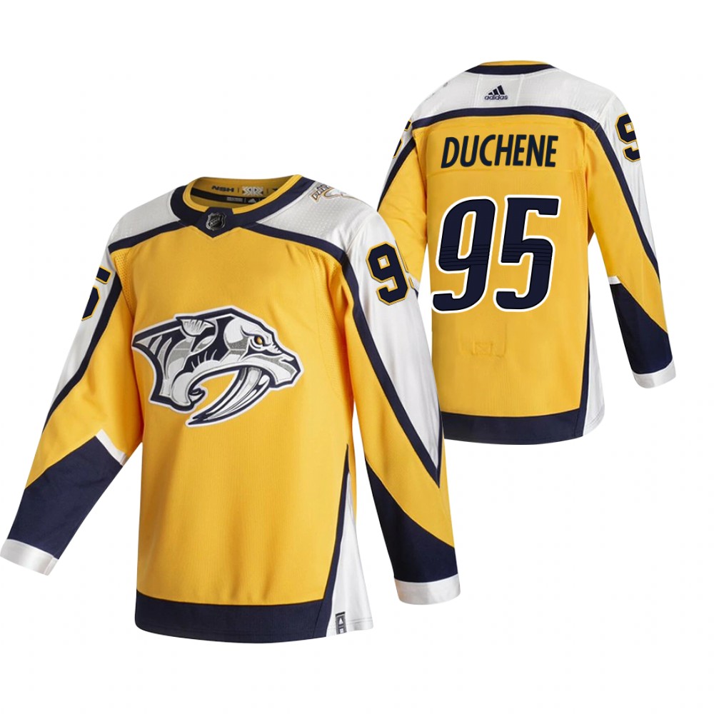 2021 Adidias Nashville Predators 95 Matt Duchene Yellow Men Reverse Retro Alternate NHL Jersey